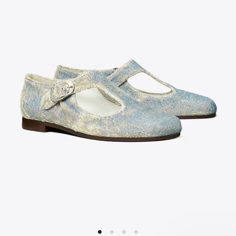 Tory Burch Blue Denim Flats with Strap